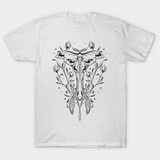 Floral & Luna Moth T-Shirt